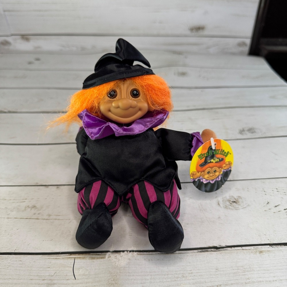 Russ Troll Witch Softie 7" Doll‎ #3857 Orange Hair Halloween Original Tag